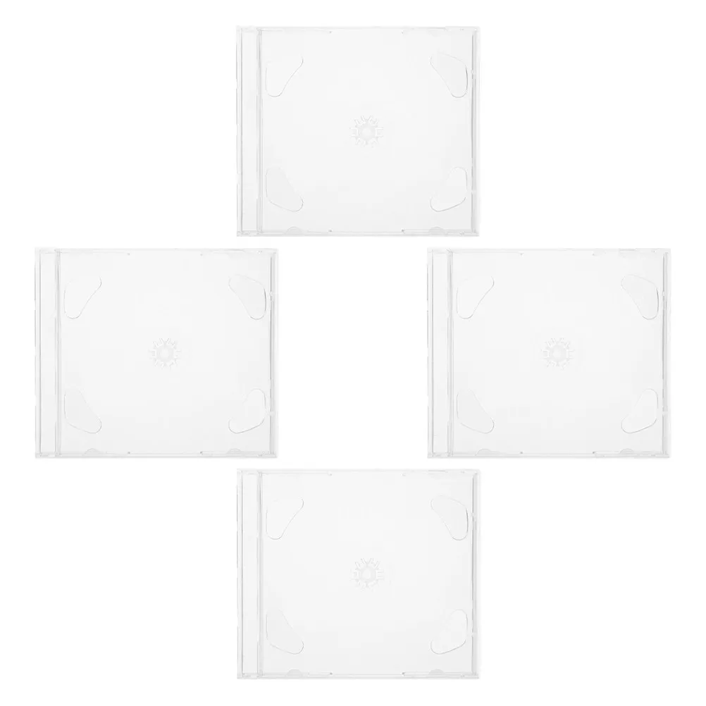 4Pcs Cd Box Holder Organizer Tough Polystyrene Disc Storage Case Standard Dvd Organizer Protective Compact Portable Storage