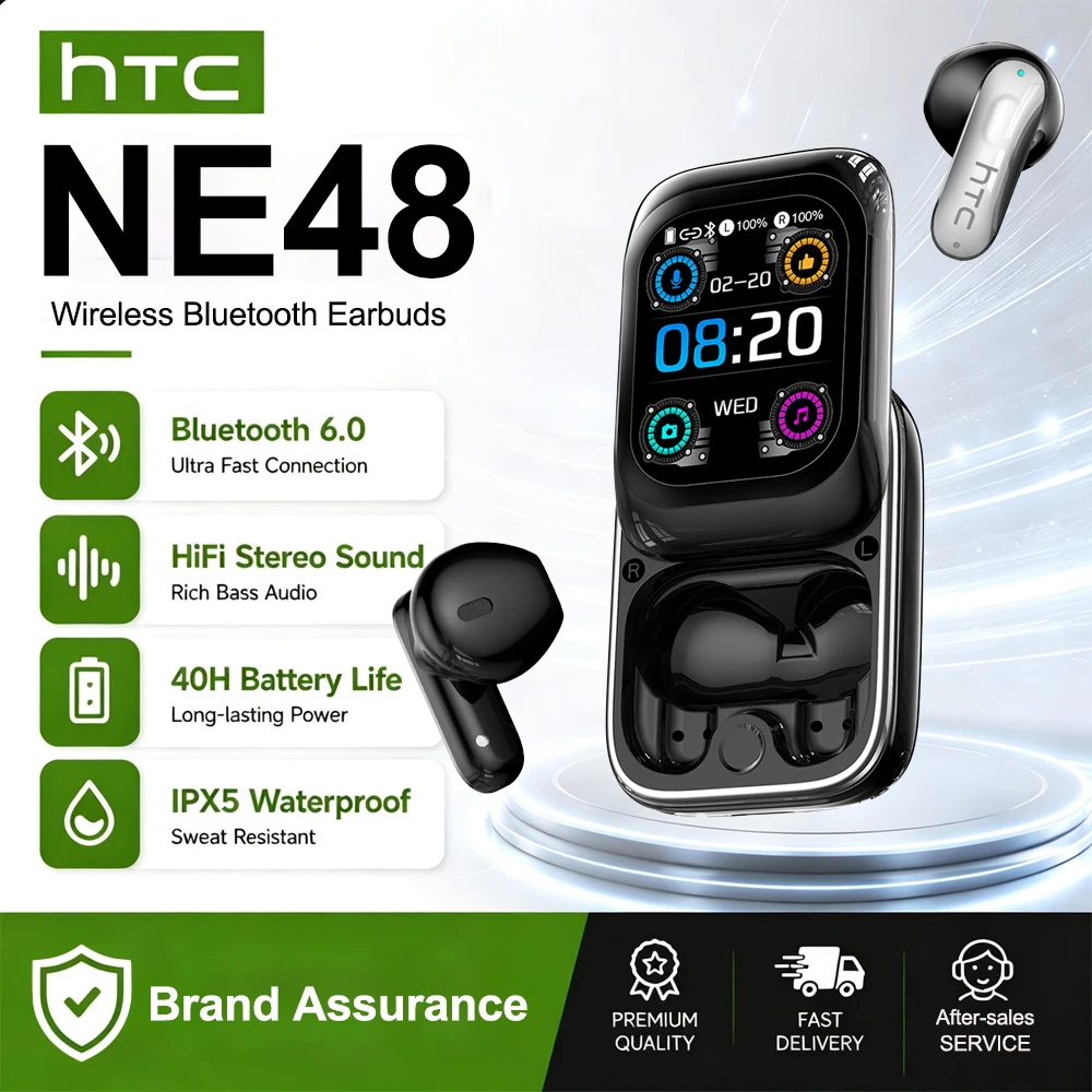 Écouteurs Bluetooth HTC Original Language Translate NE48, intra-auriculaires, réduction du bruit, sans fil, écran tactile, pour téléphone portable