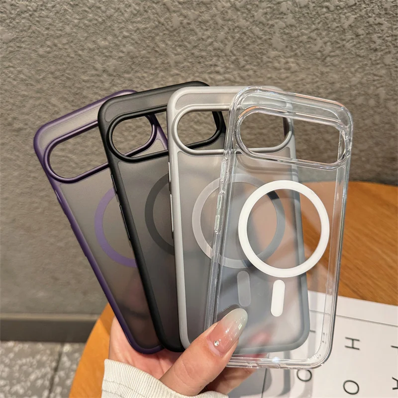 Magnetic Case For Google Pixel 8 9 10 Pro XL Soft Hybrid TPU+PC Back Case Shockproof Matte Skin Clear Cover Anti-Fingerprint