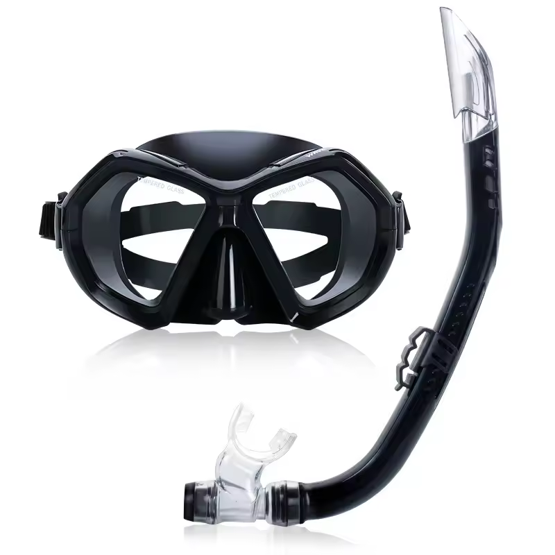 High-Definition Large-Frame Two-Piece Diving Goggles Set with Anti-Choking Snorkel for Snorkeling