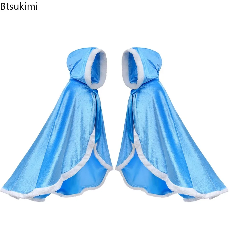 

Winter Girls Velvet Princess Long Cloak Christmas Birthday Party Fancy Fairy Cute Cape Kids Floor Length Corduroy Hooded Shawl