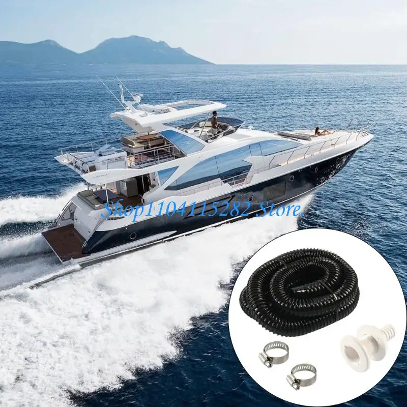 Marine Grade Bilge Pump Accessory With 3/4 Inch ABS Drain 2 Hose Clamps And 6 Feet Flexible Tube For Boats