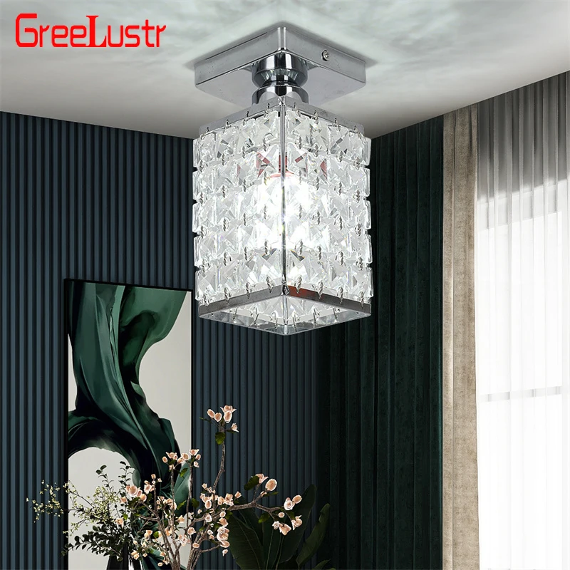 Indoor K9 Crystal Ceiling Chandeliers Modern Porch Home Decor Cloakroom Decorative Pendant Lights Stair Bedroom Lustre Fixtures