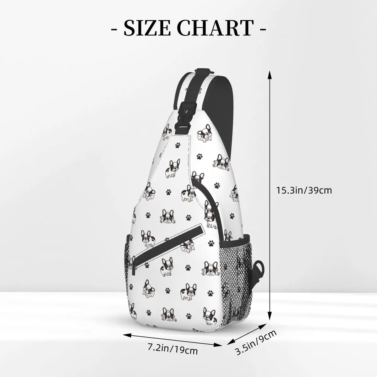 Bulldog cão pequeno Sling sacos peito Crossbody ombro Sling mochila esportes ao ar livre mochilas animais impresso sacos