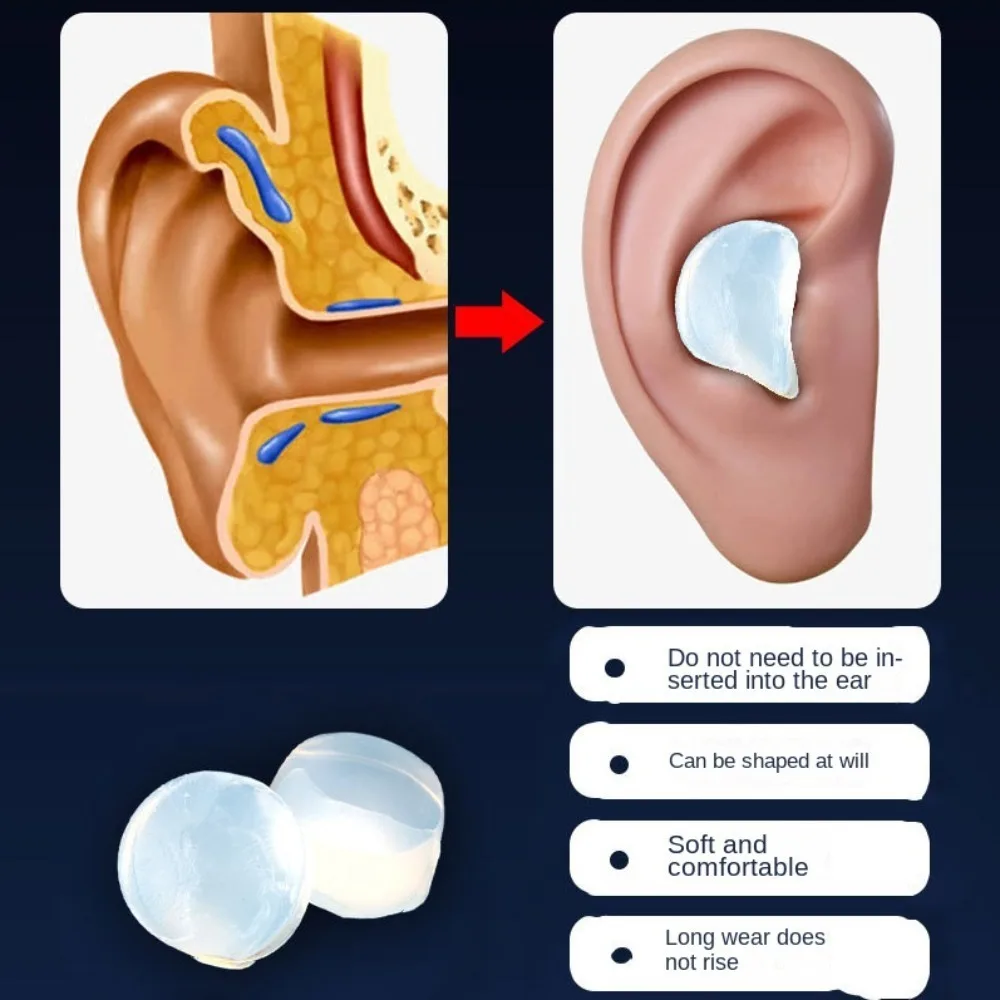 남녀공용 부드러운 실리콘 귀마개, 투명 수면 방음 귀마개, 수영 소음 방지 소음 감소 귀마개, 6 개