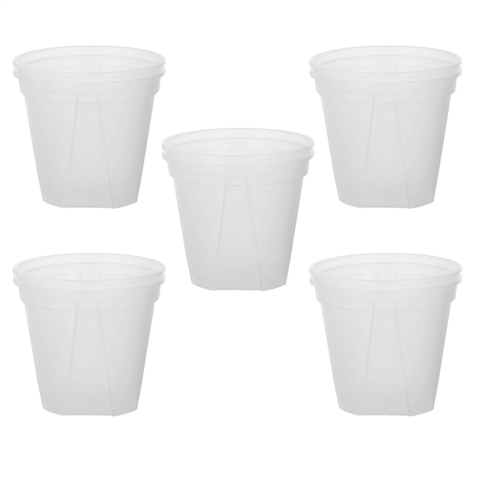 

10 Pcs Plastic Flower Pot 15cm Outer Diameter Transparent Round Root Control Pot for Succulents Orchids Chinese Rose Scindapsus