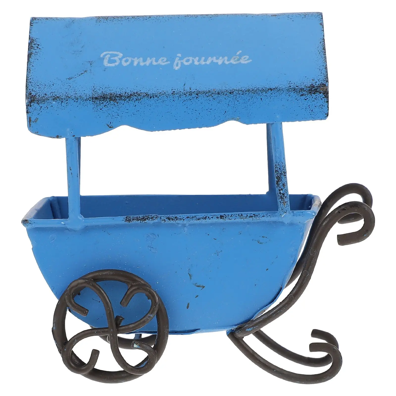 

Toy Cart Tinplate Ornament Retro Home Decor Craft Ornaments Vintage Sculpture Desktop Adornment Trolley Model Photography Prop