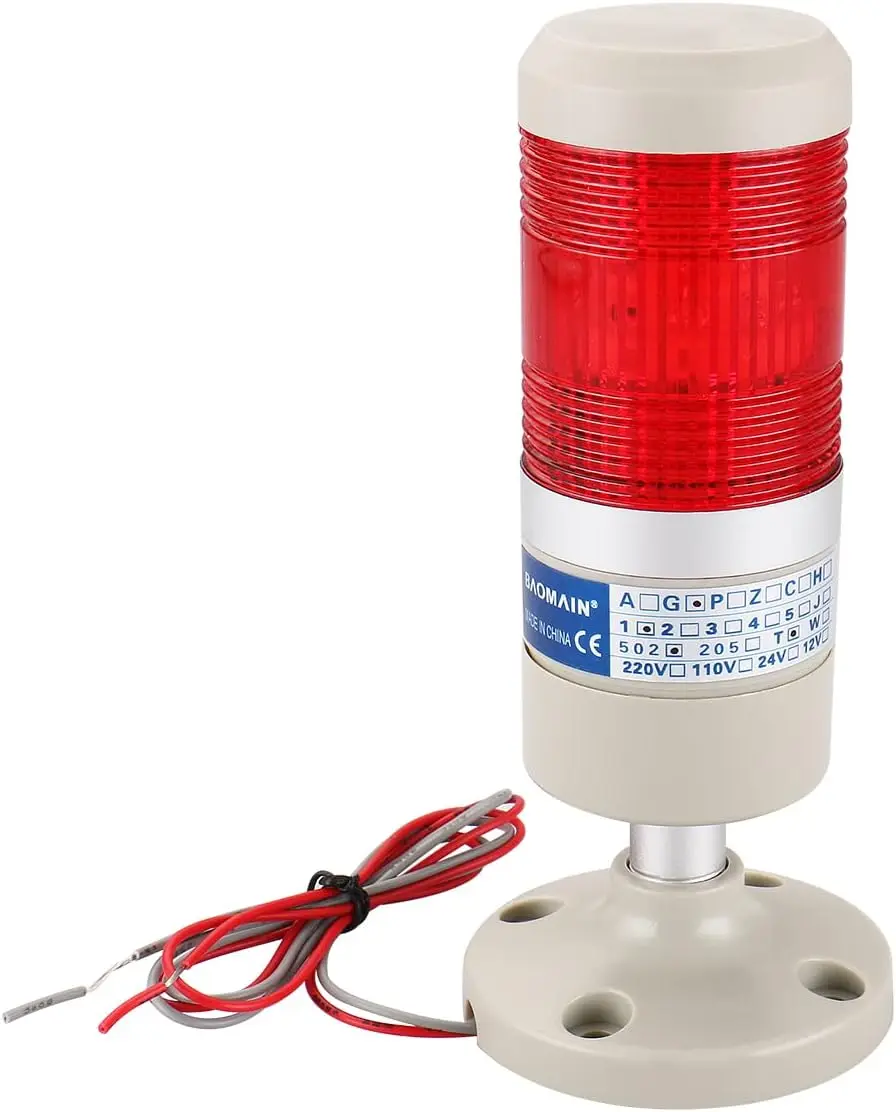 

Industrial LED Signal Tower Light Red AC 110V Continuous Alarm Indicator for Warning