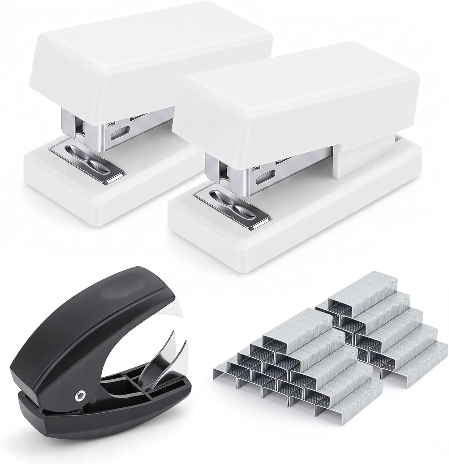 

Mini Stapler with 2000 Staples, 30-Sheet Capacity, Jam-Free, Cute Desk Stapler for Office, School & Home (White)
