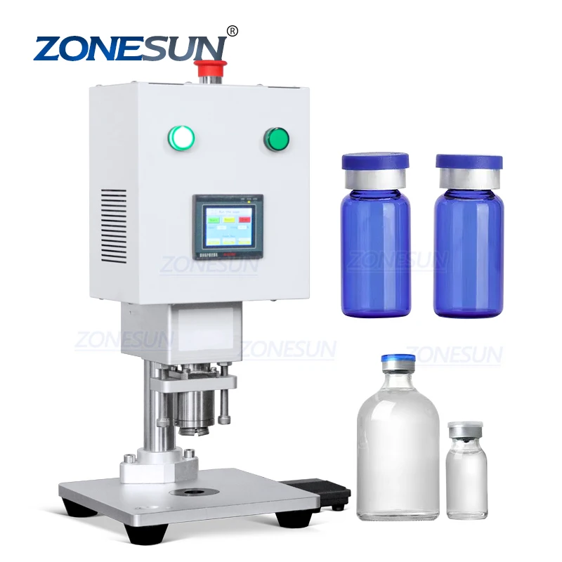 

ZONESUN ZS-YG80D Semi-automatic Electric Desktop Aluminum Plastic Cap Glass Vial Bottle Capping Machine