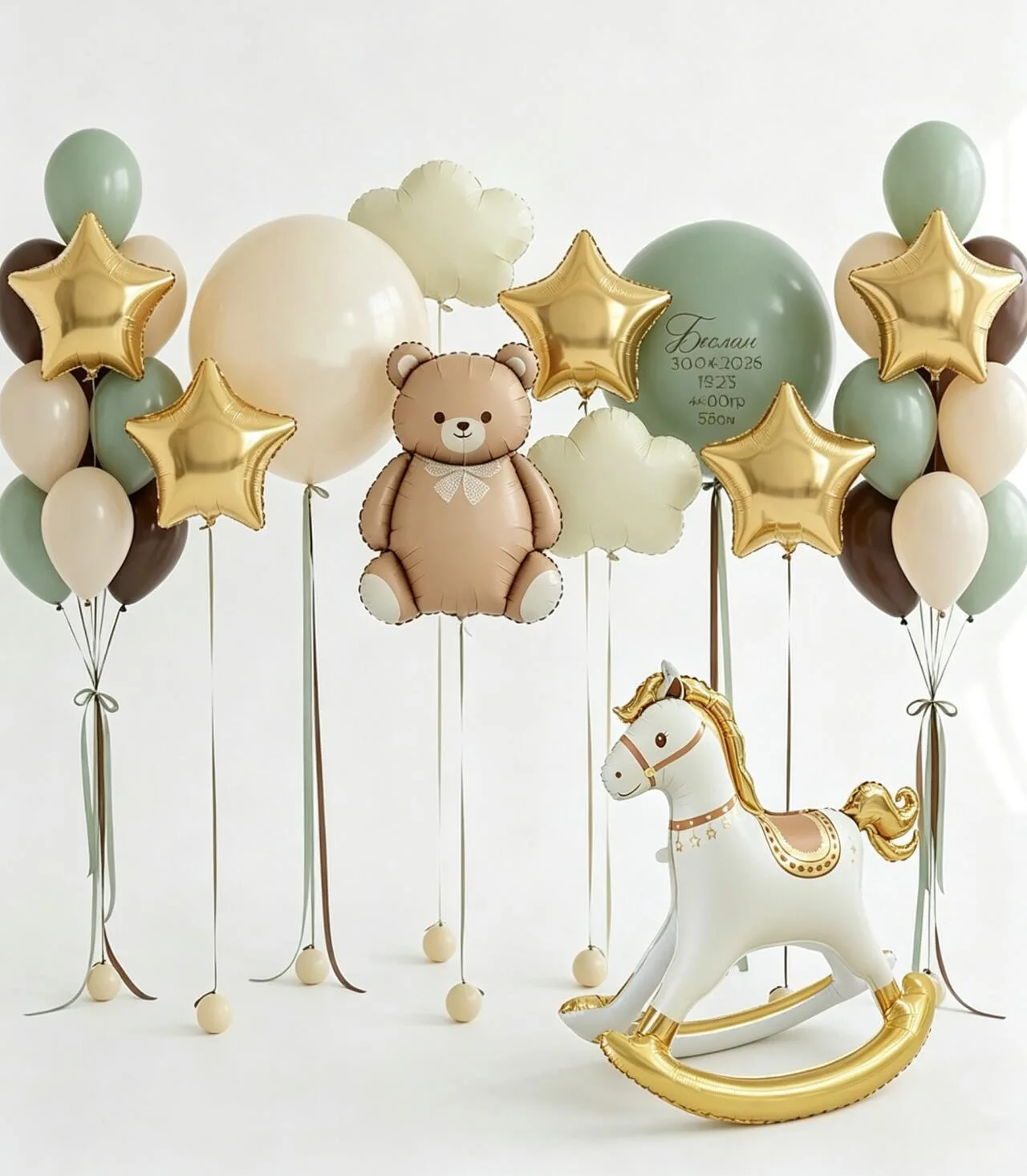 New 3D rocking horse aluminum film balloons for children's birthday party decoration, pink and blue cartoon animal wooden horse - view 4