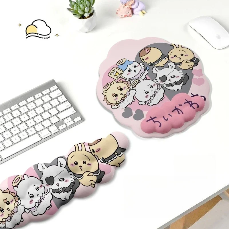 

Mouse Pad With Wrist Rest Cartoon Chiikawa Mouse Pads Hand Rest Keyboard Wrist Support Silicone Mousepads Non-slip Mousepad