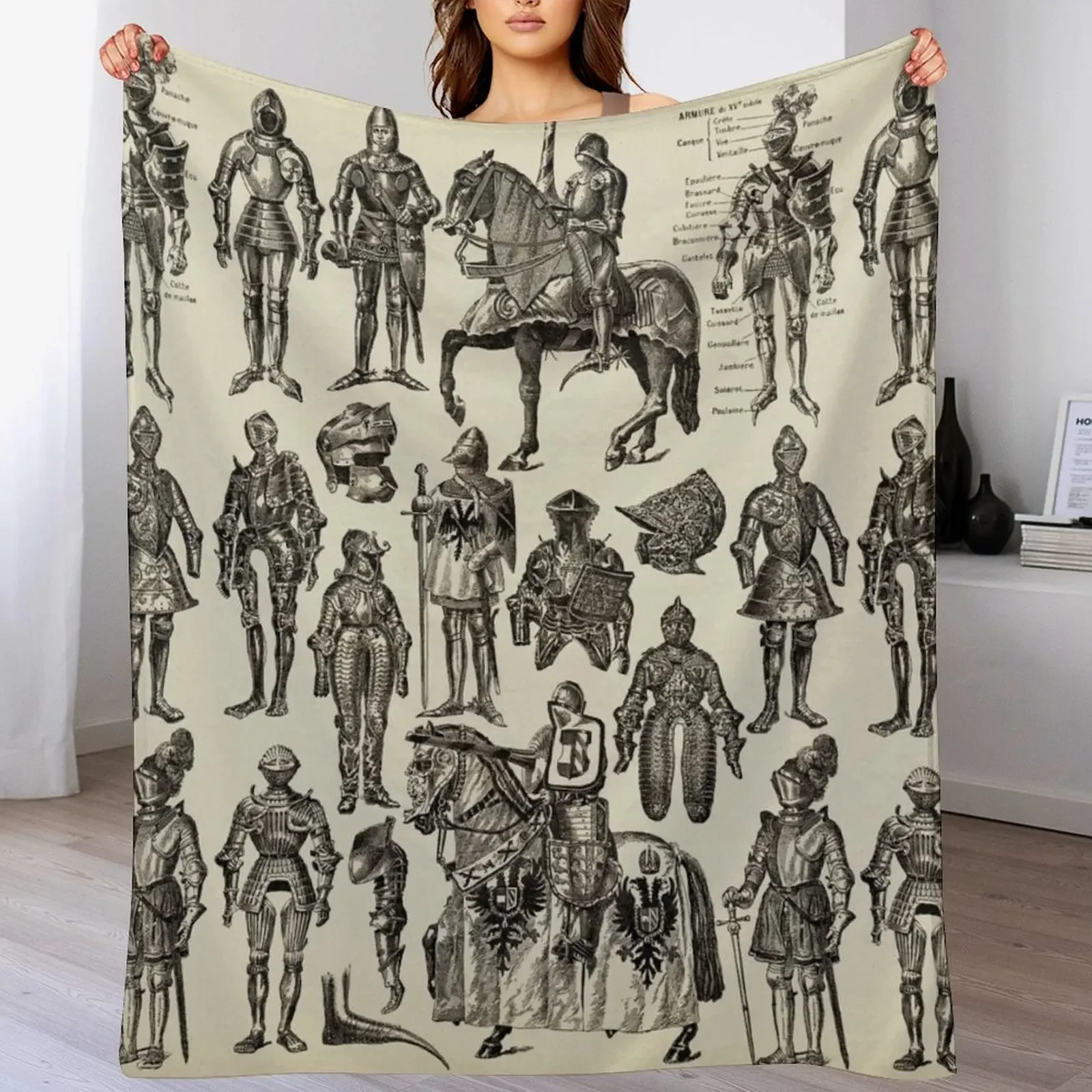 

Medieval Knight Throw Blanket Personalized Gift funny gift Loose Kid'S Blankets