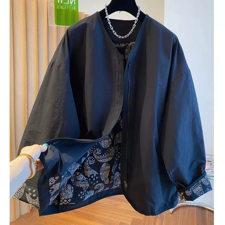 Spring Autumn Short Sleeveless Women's Jacket plus Size Loose Simple Matched Top High-End Trendy Polyester Fiber Zipper Closure