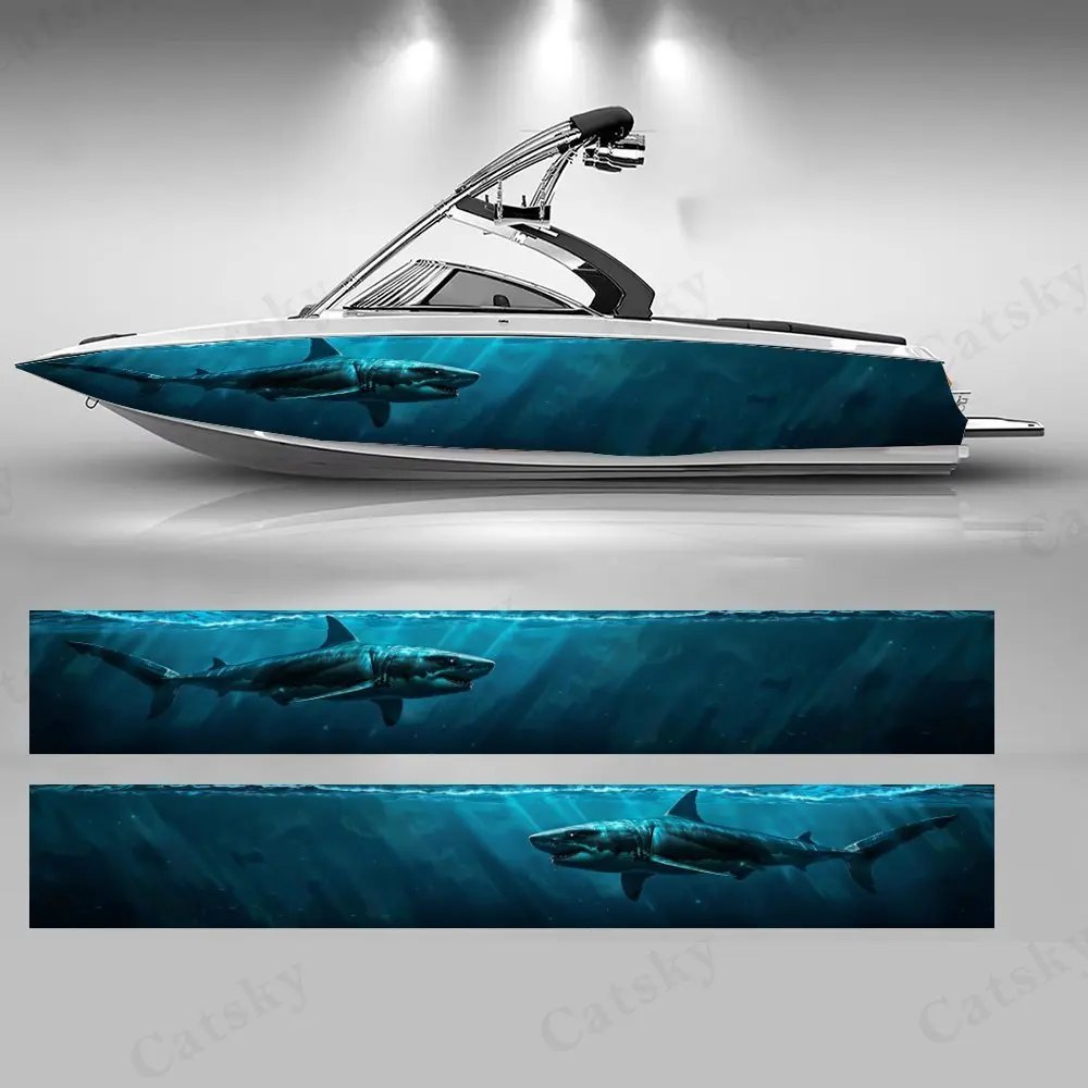 

Ocean Overlord Boat Stickers, PVC Waterproof Durable Vinyl Wrap Decals for Fishing Boats, Durable and Stylish Graphic Design for