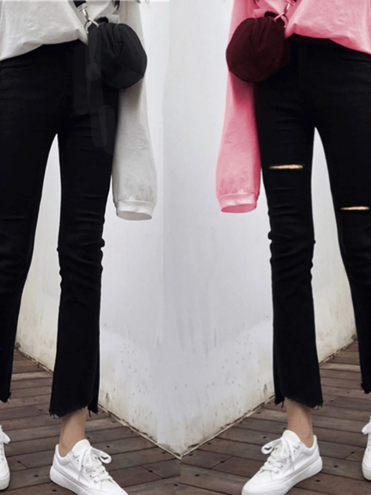 Summer Thin High Waist Denim Jeans Women's Small Size Loose Slimming Nine Points Micro Flared Pants Cotton Stretch Denim