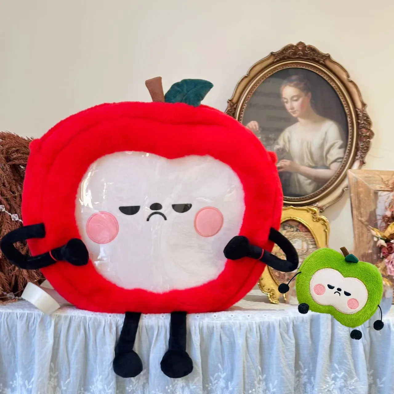 Rugzakset met pluche hangerpop, 45 cm fruitpijnzak, verstelbare riem, 10 cm knuffel voor fans