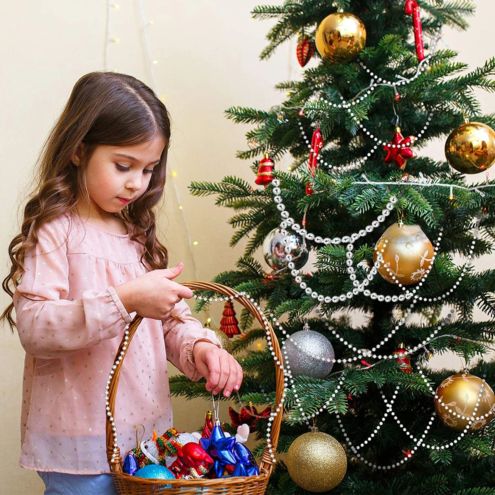 

Faux Pearl 6mm White Round Pearls Faux Pearl Beads Wedding Decor Curtains Craft DIY Accessories Beads Chain