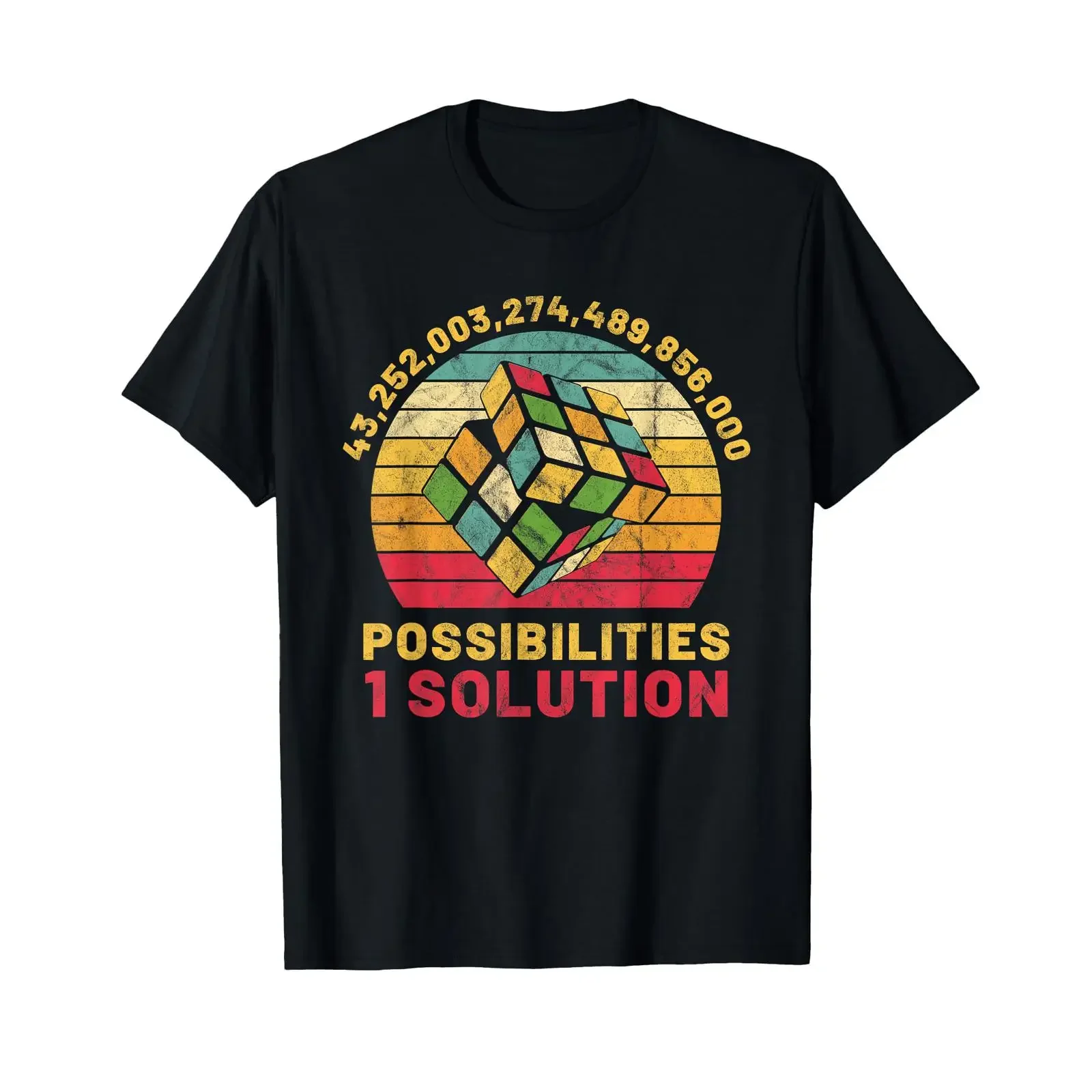 Puzzle Cube Funny One Solution Speed Cubing Retro Math T Shirt vintage Washed Unisex graphic Top For Everyday Wear Versatile