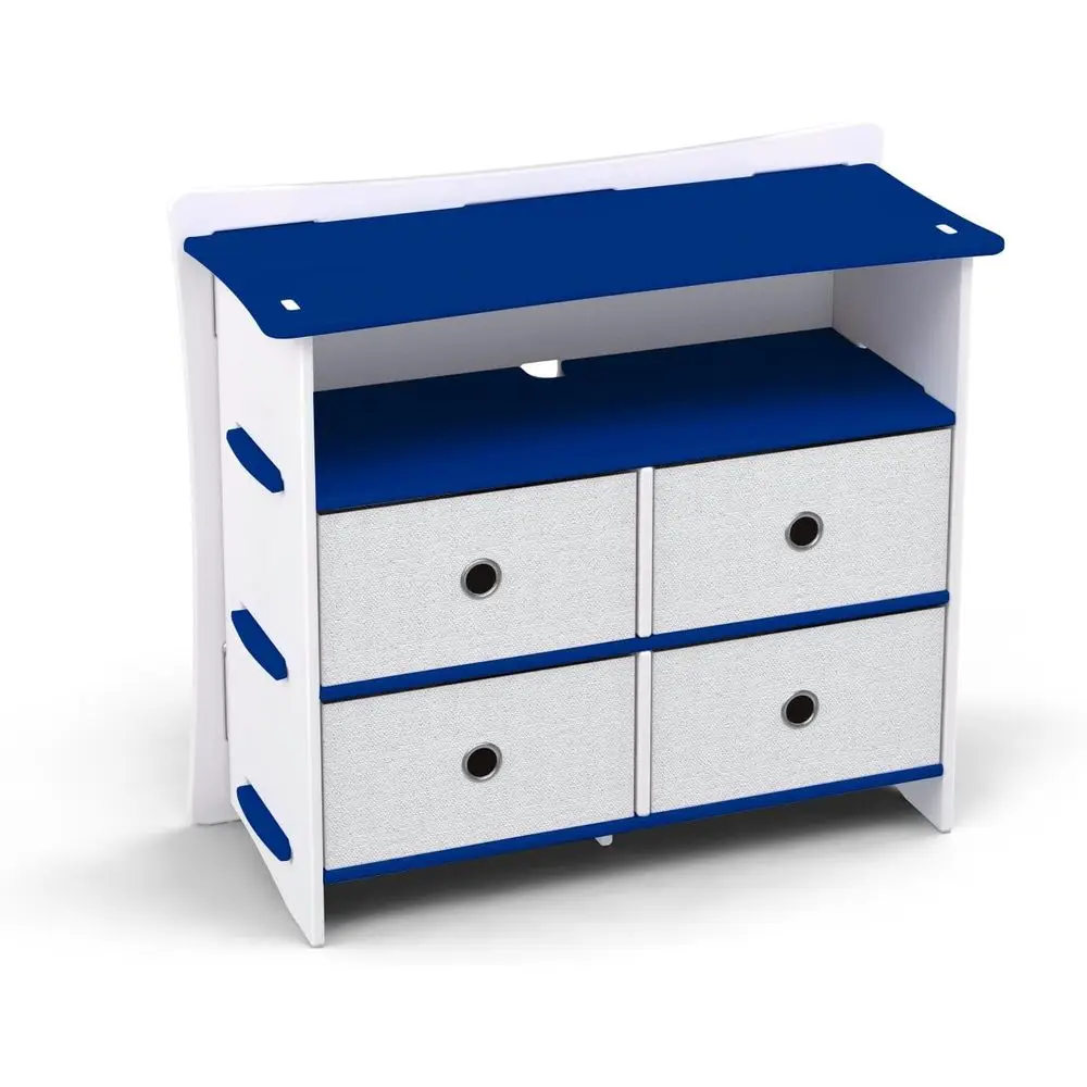 

Sturdy 4-Drawer Children's Storage Cabinet, Blue and White, for Bedroom Organization