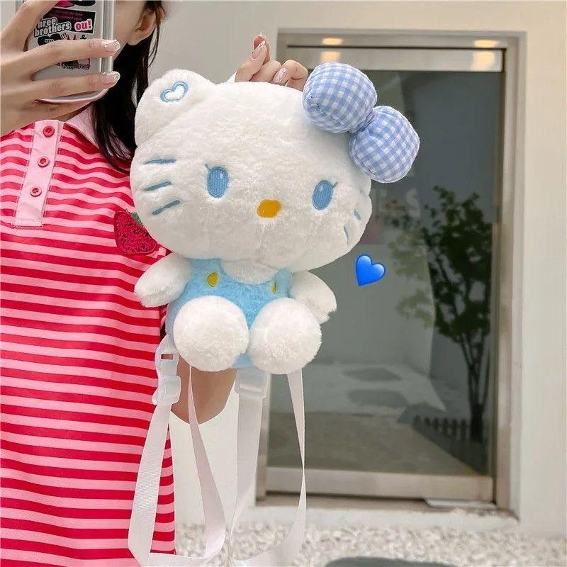 Sanrio Cartoon Cute Kitten Backpack 2024 New Hello Kitty Girls and Children Sweet Send Girlfriend Plush Toy Bag Kawaii Children