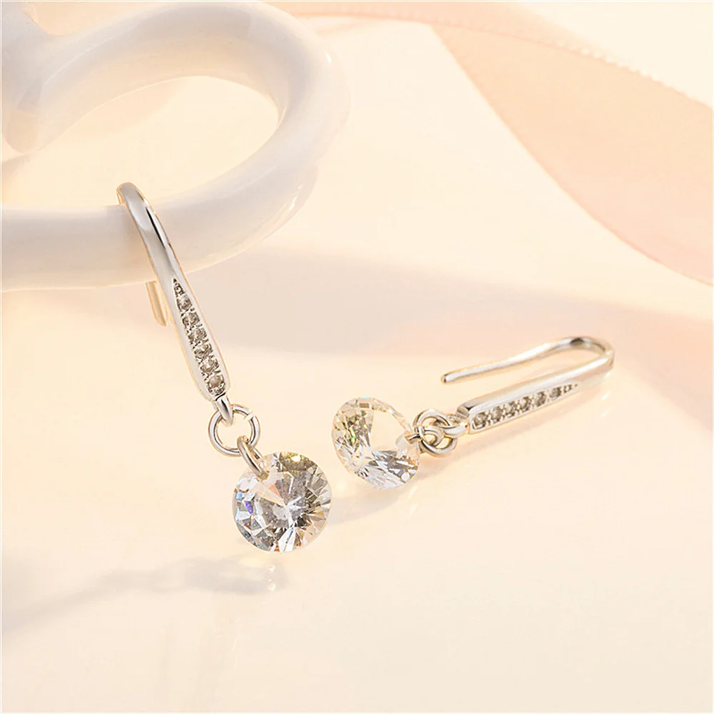 Women Hook Dangle Earring Women Fashion 925 Sterling Silver Rhinestone Dangle Earrings Wedding Jewelry For Party Banquet