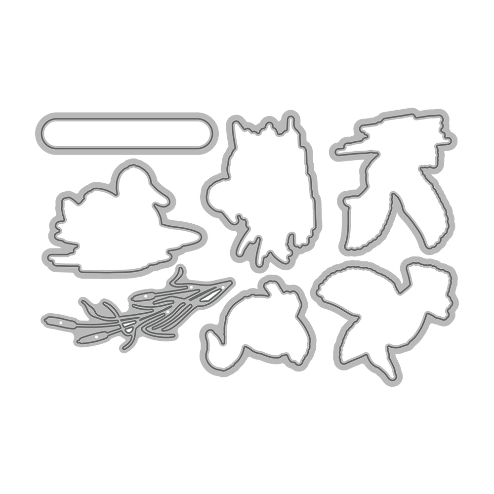 Mangocraft Cartoon Goose Ducks Cutting Dies Clear Stamp Autumn Day DIY Scrapbooking Metal Dies Silicone Stamp Cards Albums Decor