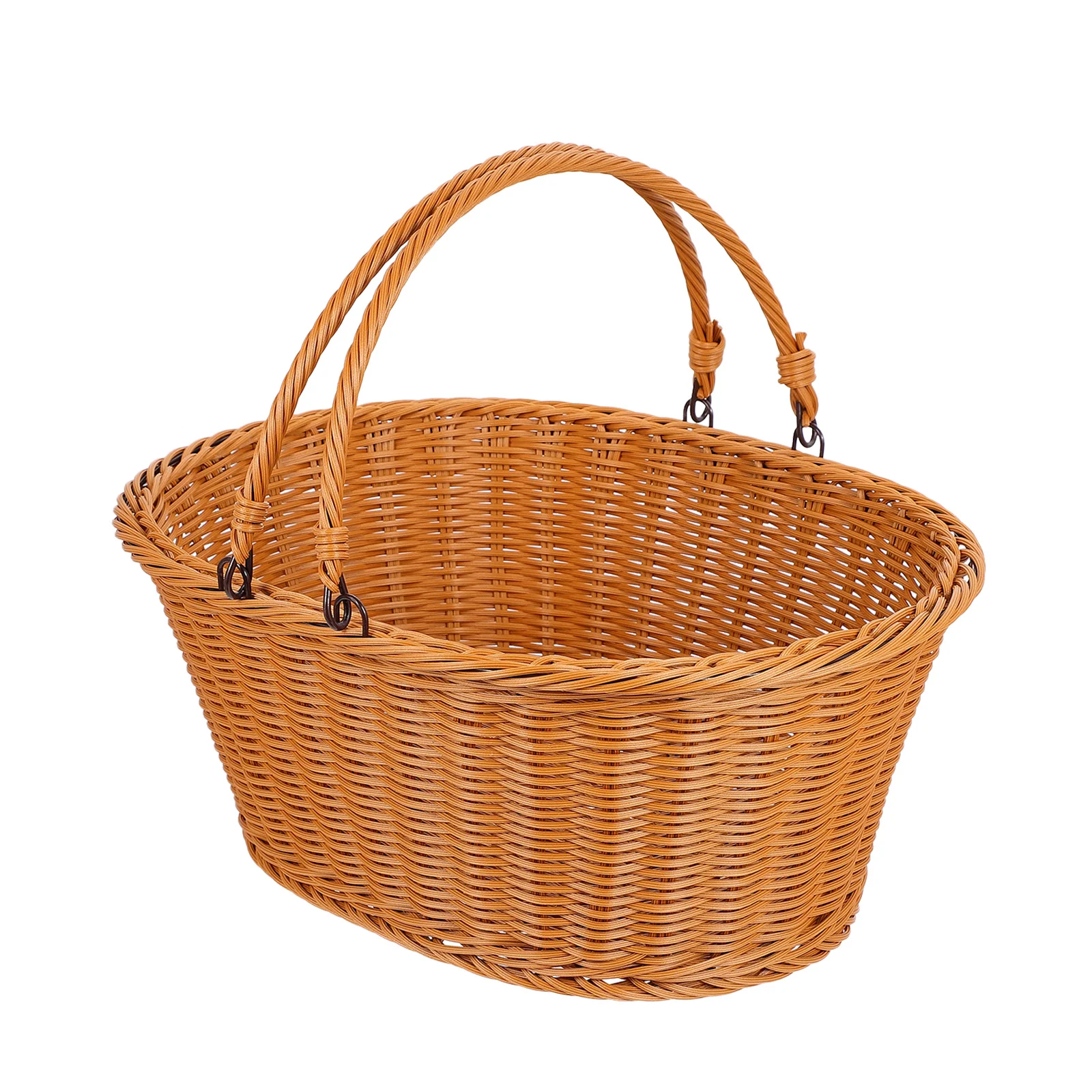 

Multifunctional Plastic Rattan Storage Basket For Home Picnic Shopping Fruit Holder Portable Weaving Tote Pastoral Style Flower