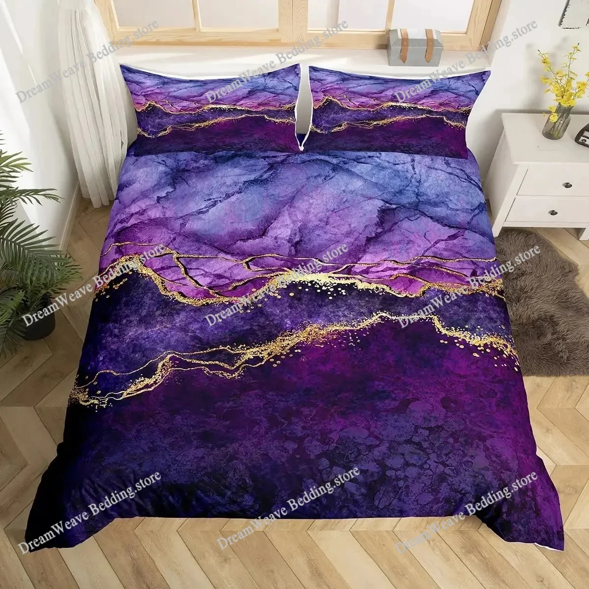 

3D Bedding Set Duvet Cover Pillowcase Nordic Marble Pattern White Pink Bedclothes Single King No Bed Sheet Bedspread Luxury Gift