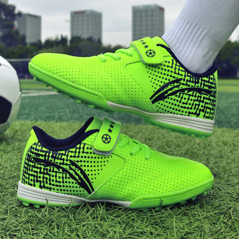 Summer Mesh Leather Turf Spikes Boy Soccer Shoes Cheap Non-slip Training Futsal Shoes Child Breathable Light Kids Football Boots