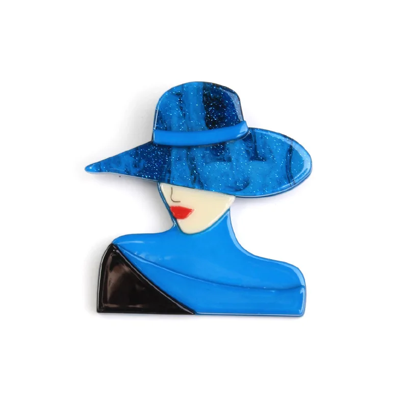 BUCOMEFashionable hats modern girls brooches safety pins acrylic hot selling corsage accessories clothing