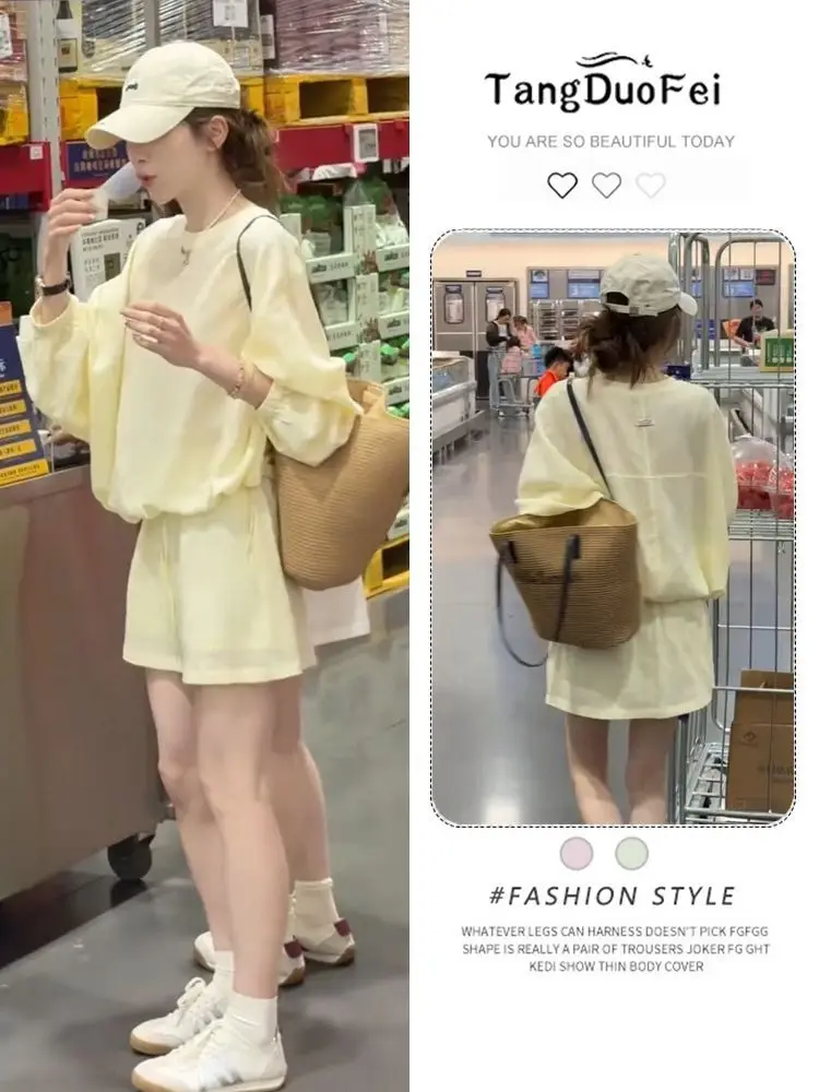 2 Piece Set Long-sleeved Shirt Mini Skirt Women Outfit Lazy Spring Summer Sun-protective Long-sleeved Skirt Sets Y2k Streetwear