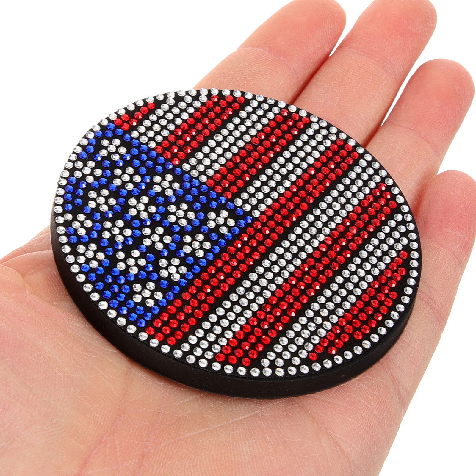 

2pcs Car Cup Mats Rhinestone Flag Design Non-Slip Waterproof Reusable Plastic Coaster For Auto Cup Holder Heat Resistant Drink