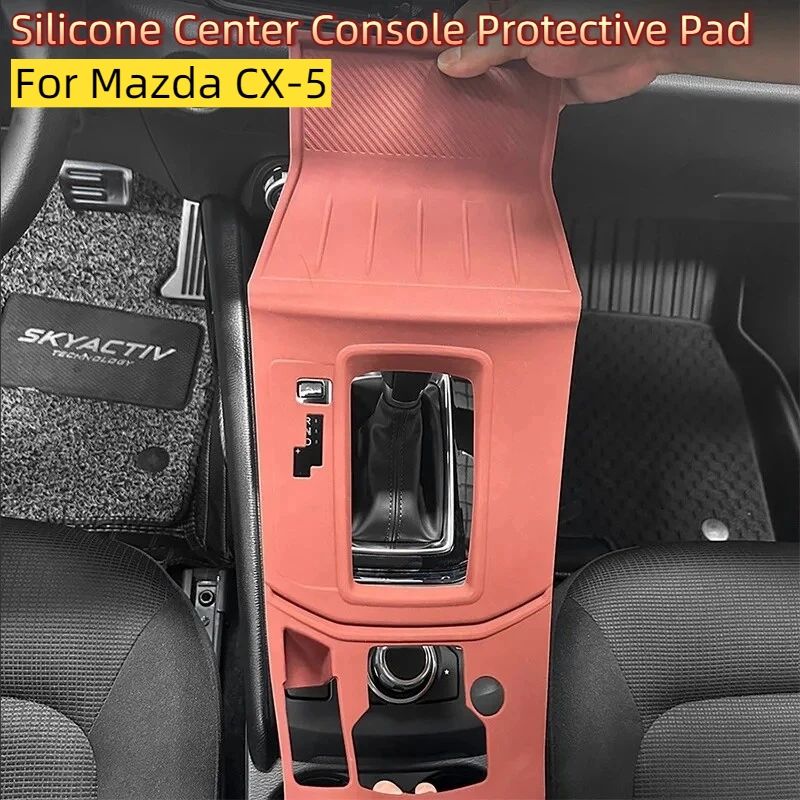 For Mazda CX-5 Center Console Silicone Waterproof Protective Pad Anti‑Slip Water Cup Holder Cover Car Interior Accessories
