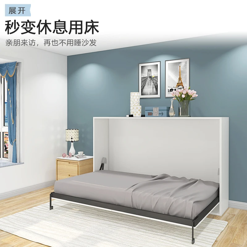 

Invisible wall bed wardrobe integrated front rollover multi-function folding bed under the hidden bed Murphy