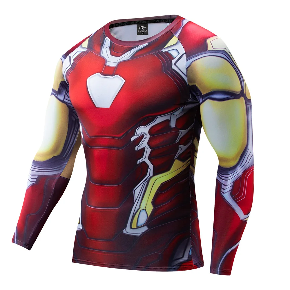 3D Avengers 4 Iron Man tenue Tony à manches courtes Fitness séchage rapide Miniso à manches longues garçons sport T-shirt Parent-enfant haut