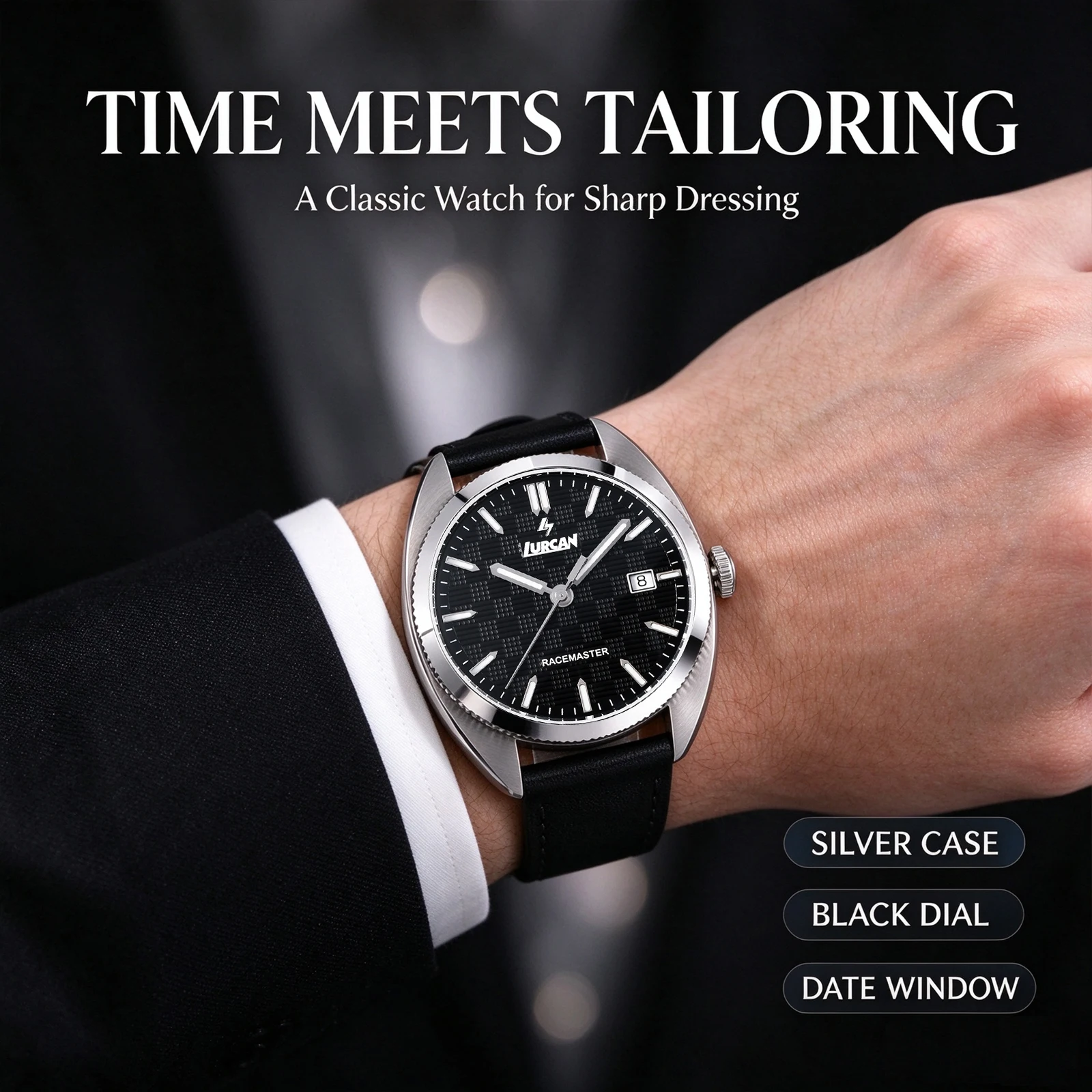 Mens PT5000 Auto Movement Watch 39mm 100M Waterproof Sapphire Crystal BGW9 Luminous Genuine Leather Strap 316L Steel Dress Watch