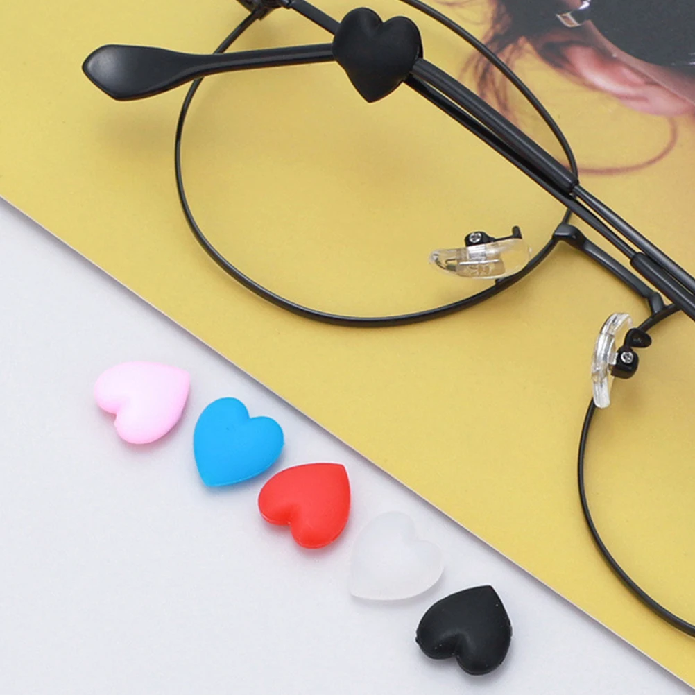 

40 Pairs Heart Shaped Silicone Glasses Ear Grips Non Slip Comfortable Kids Adults Black White Red Pink Glasses Accessories Anti
