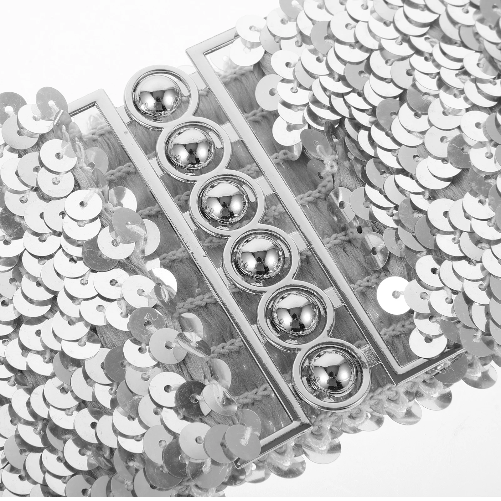 

Sequin Elastic Silver Women Fashion Dress Waist Belt Stretchy Cinch Coat Belt Buckle For Women Wide Elastic Belts