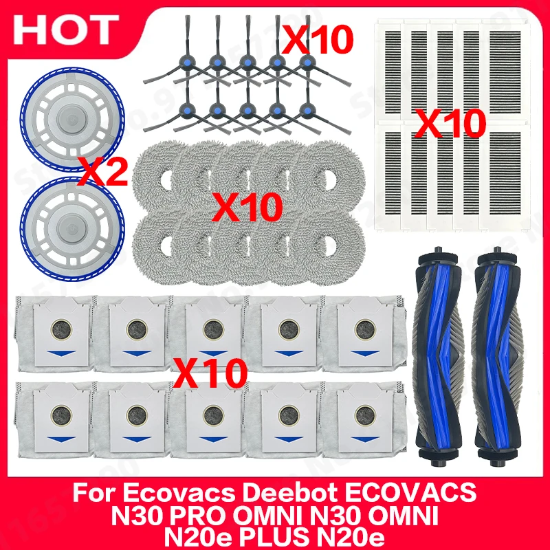 

For Ecovacs Deebot ECOVACS N30 PRO OMNI N30 OMNI N20e PLUS N20e Spare Parts Main Side Brush HEPA Filters Accessories