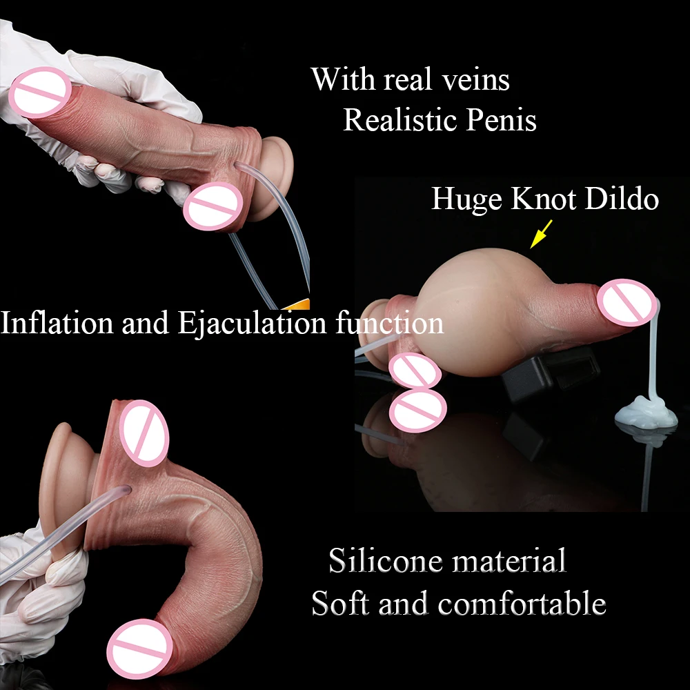 ORALSX Realistic Inflatable Penis Squirting Water Dildo Fantasy Butt Plug Silicone Anal Sex Toys For Adult Women Men Pleasure