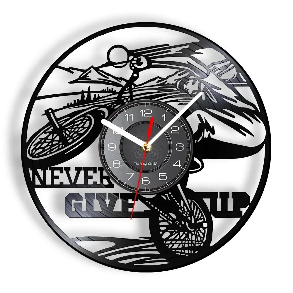 Phonograph Record Vinyl Wall Clock Bicycle Lovers Car Off-road Decoration Clock LED Remote Control Home Sports Wall Clock Light