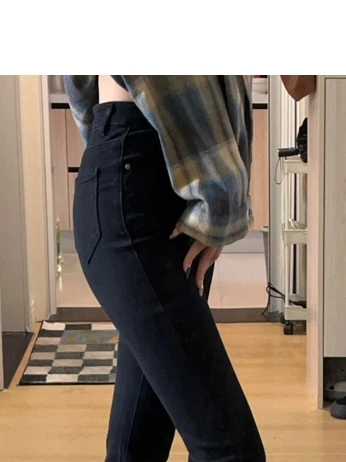 Bla Fce Jeans in denim micro svasato foderati Autunno Inverno da donna taglie forti Dimagranti Vita alta Elastico Slim Fit Zoccolo P...