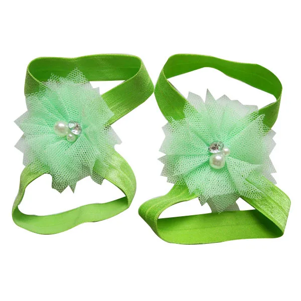 10Pairs Bloem Baby Barefoot Sandalen Chiffon Doek Multi Color Baby Meisjes Zomer Voeten Zacht Charmant Foto Prop