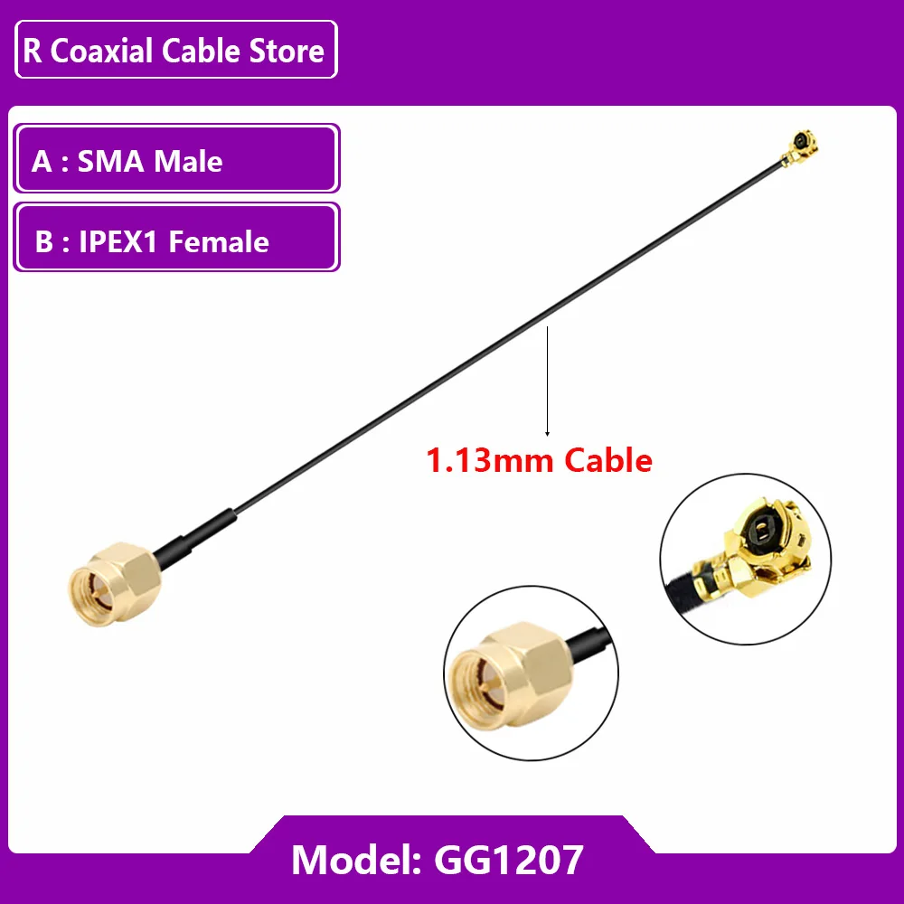 1PC IPX MHF1/4 Cable  IPEX1/IPEX4(MHF4)Female to RP-SMA / SMA Male WIFI Antenna Pigtail Jumper RG1.13/0.81MM Extension RF Cable