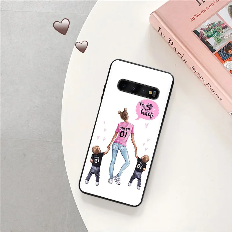 Phone Cases For Samsung Galaxy S23 Plus 5G S22 S21 S20 FE Ultra S10 S9 S8 Black Brown Hair Baby Mom Girl Camera Protective Cover