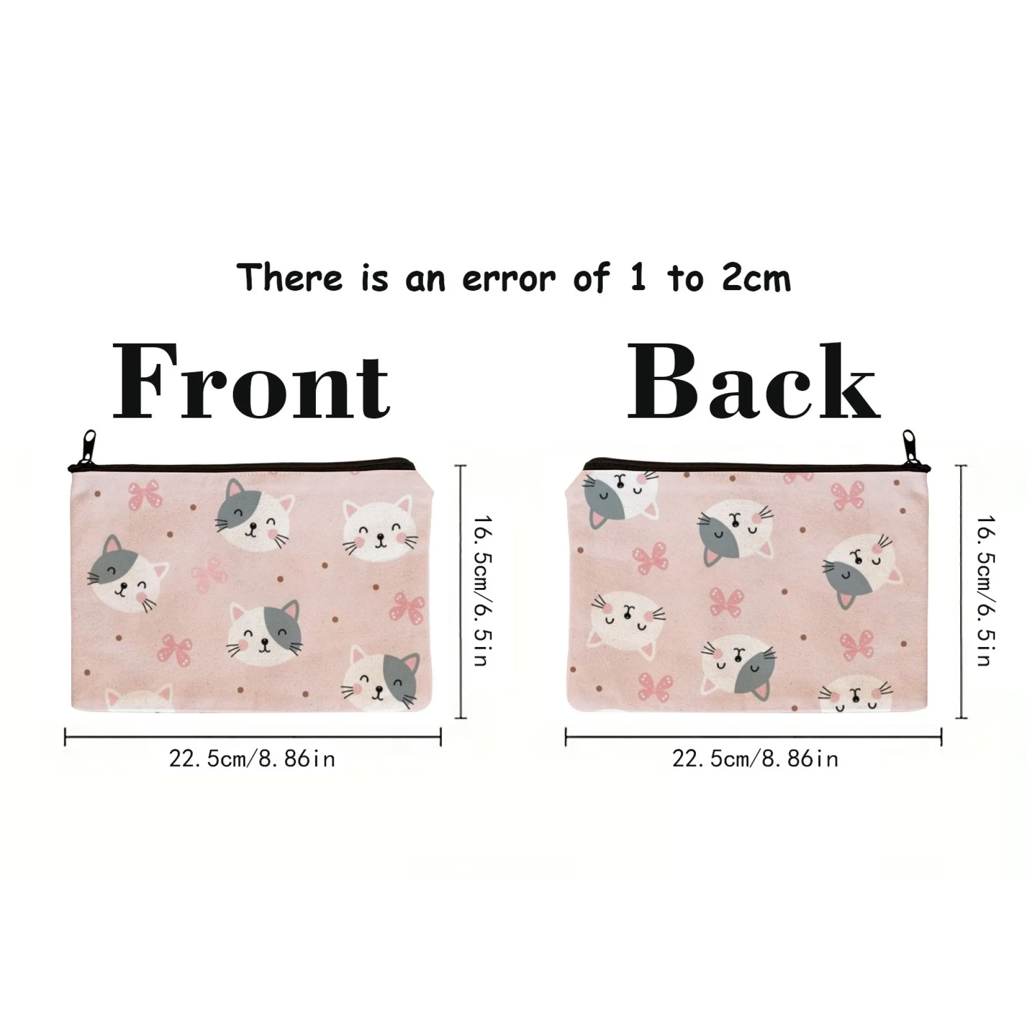 Sweet Cute Cat Cosmetic Bag with Pink Polka Dots & Bows Adorable Organizer for Lipstick & Hair Accessories Ideal Lovely Gift