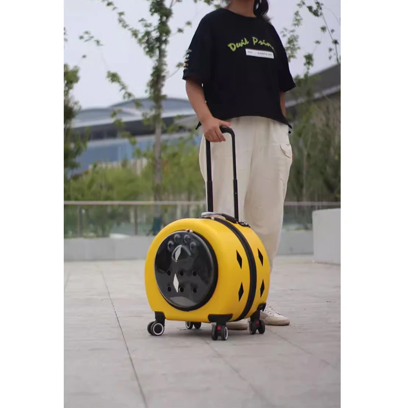 

Large-Capacity Transparent Pet Luggage Case Portable Oversized Cat Dog Bag with Cart - Durable Travel Suitcase for Cats And Dogs