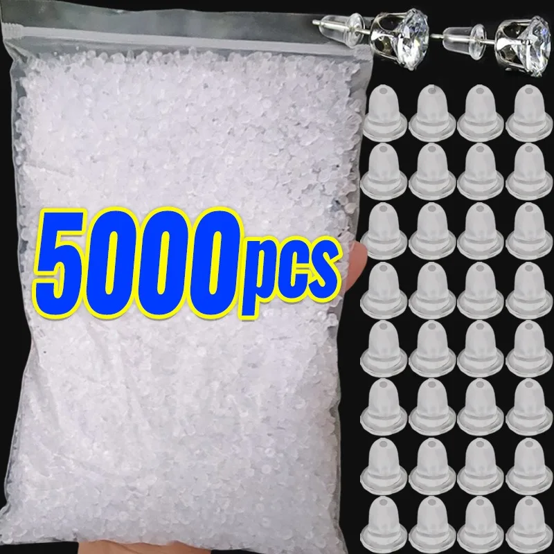 500/5000pcs Transparent Silicone Head Ear Studs Rubber Earring Clasp DIY Anti Falling Stoppers Earstuds Jewelry Components