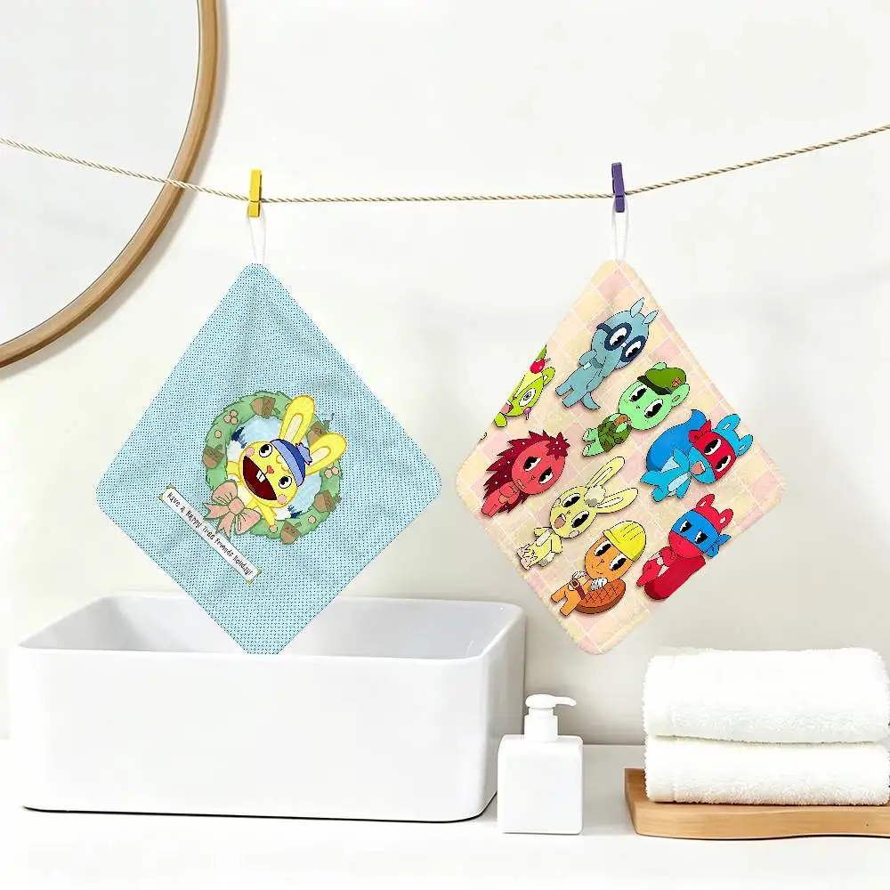 H-Happy Tree Friends Hanging Kitchen Towel, Polyester Cotton Material, Wear Resistant Hand Wiping Towel for Home